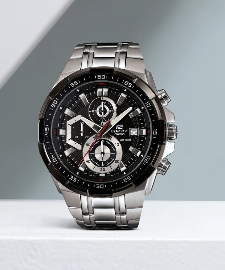 Edifice EFR-539 | Silver Steel Black Dial Edition